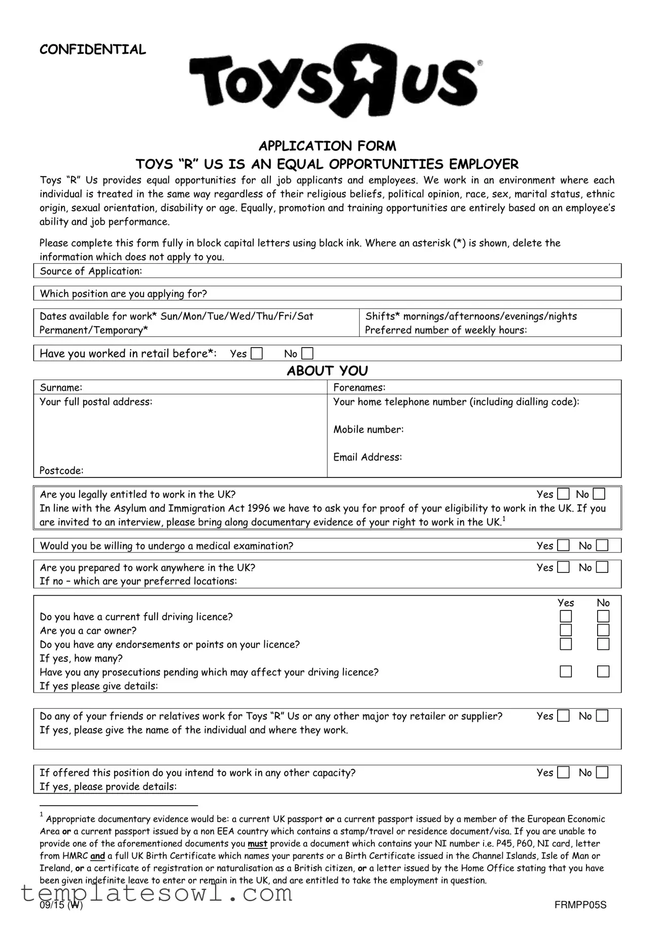 Fill Out Your Toys R Us Application Form