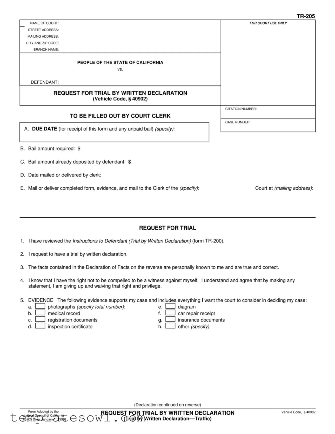 Fill Out Your Tr 205 Form