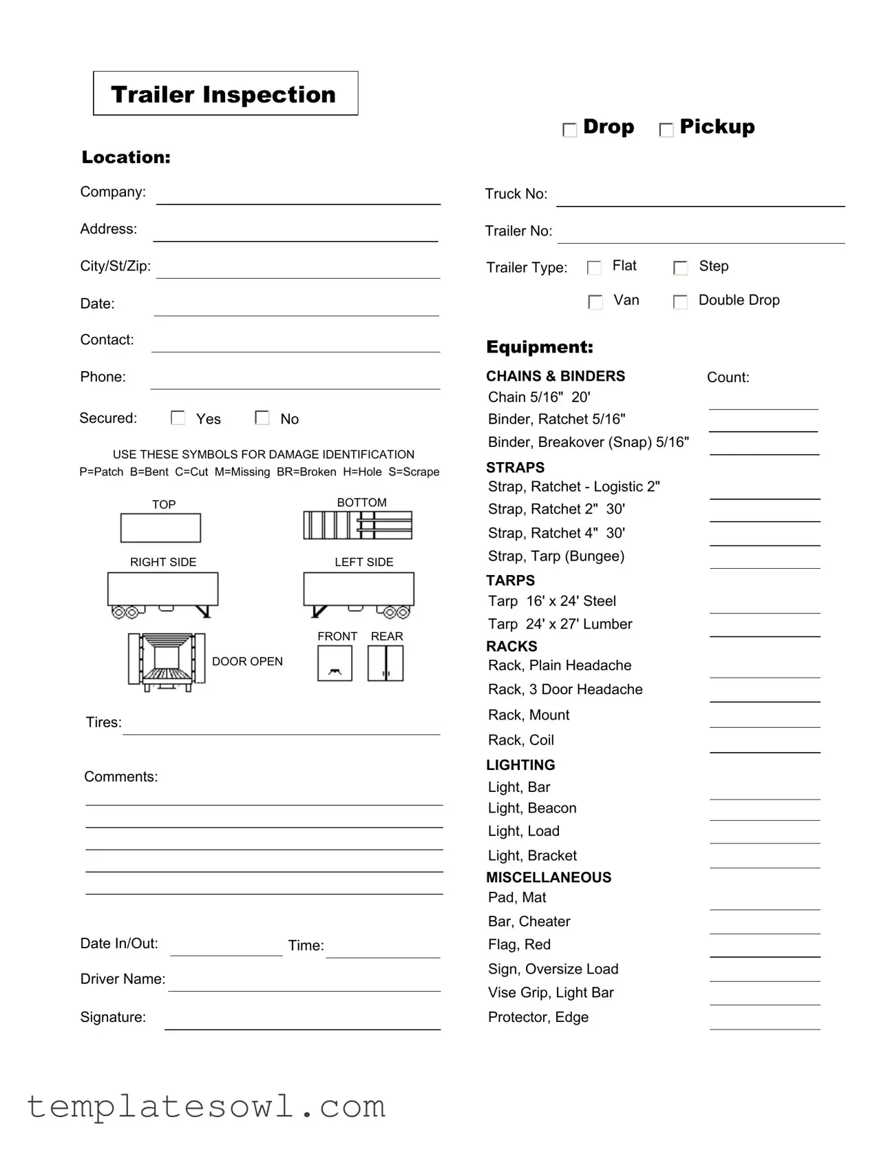 Fill Out Your Trailer Inspection Form