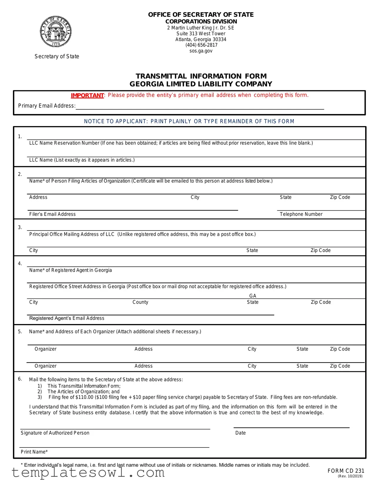Fill Out Your Transmittal 231 Form