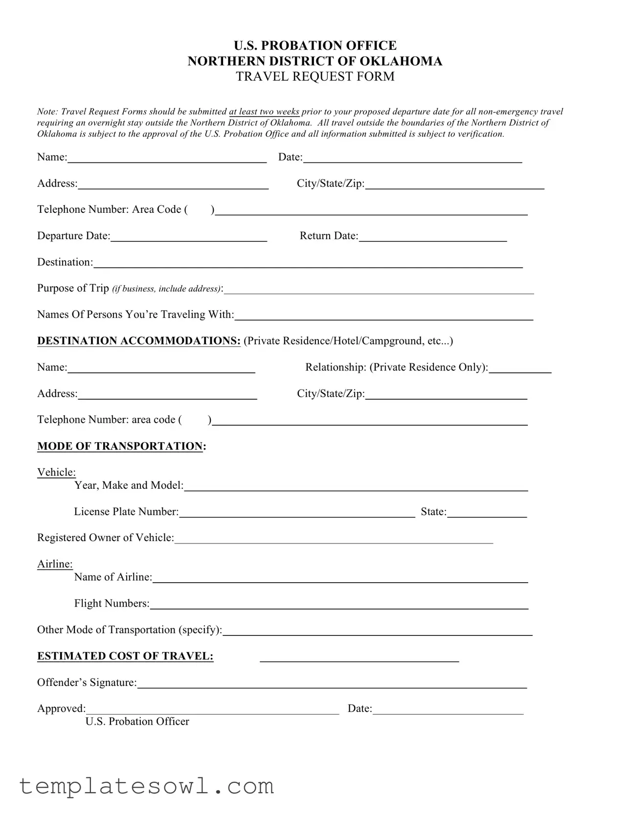 Fill Out Your Travel Request Form