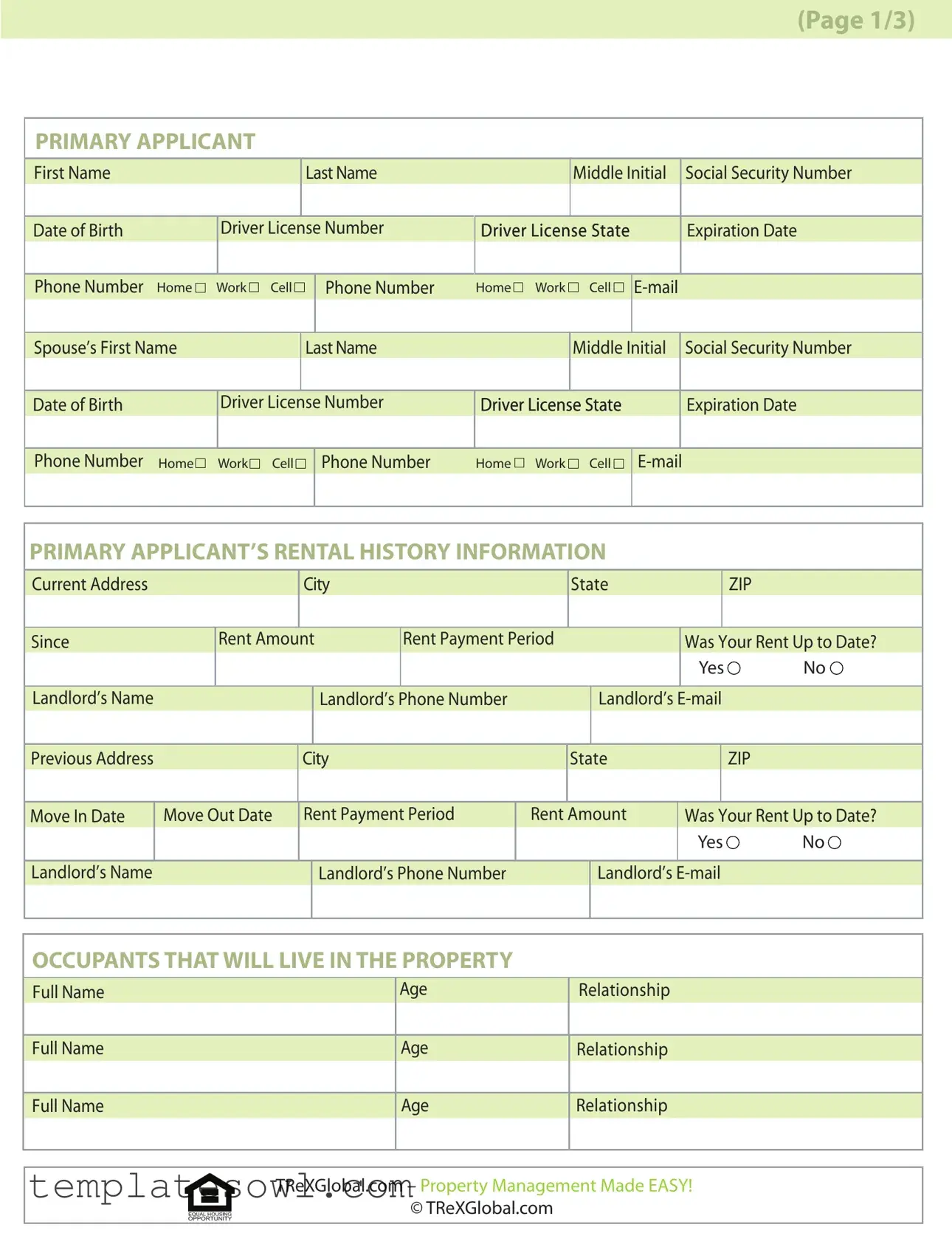 Fill Out Your Trexglobal Rental Application Form