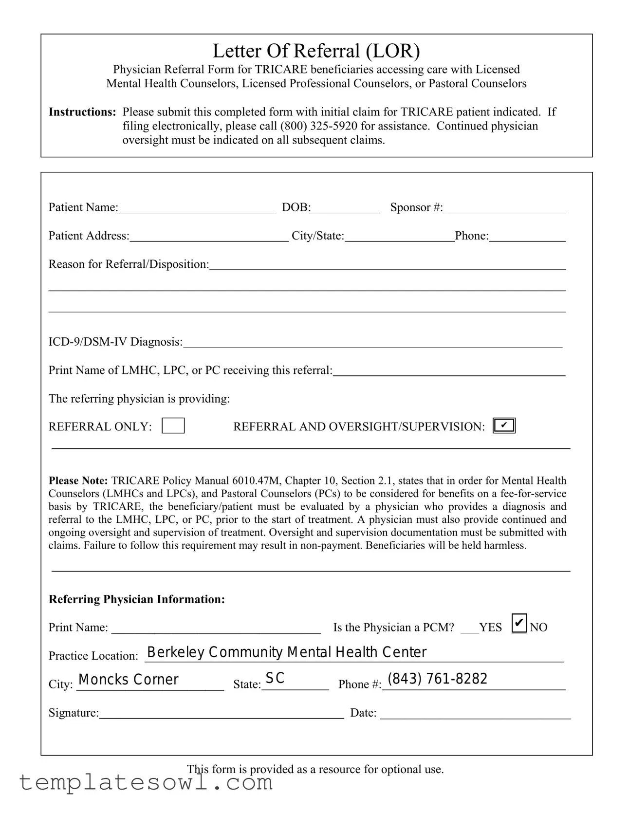 Fill Out Your Tricare Lor Form