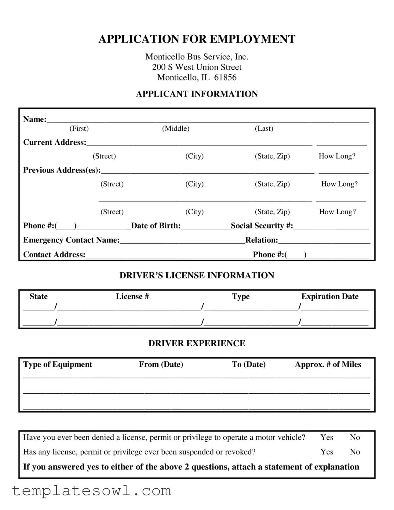 Fill Out Your Truck Driver Job Form