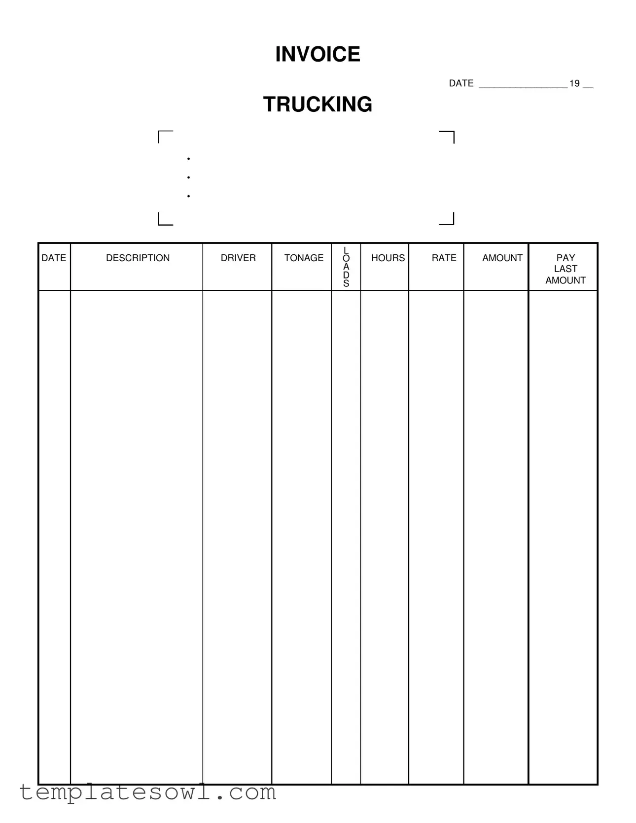 Fill Out Your Trucking Invoice Form