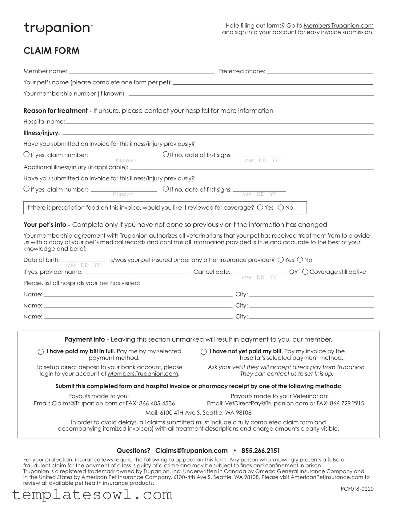 Fill Out Your Trupanion Claim Form