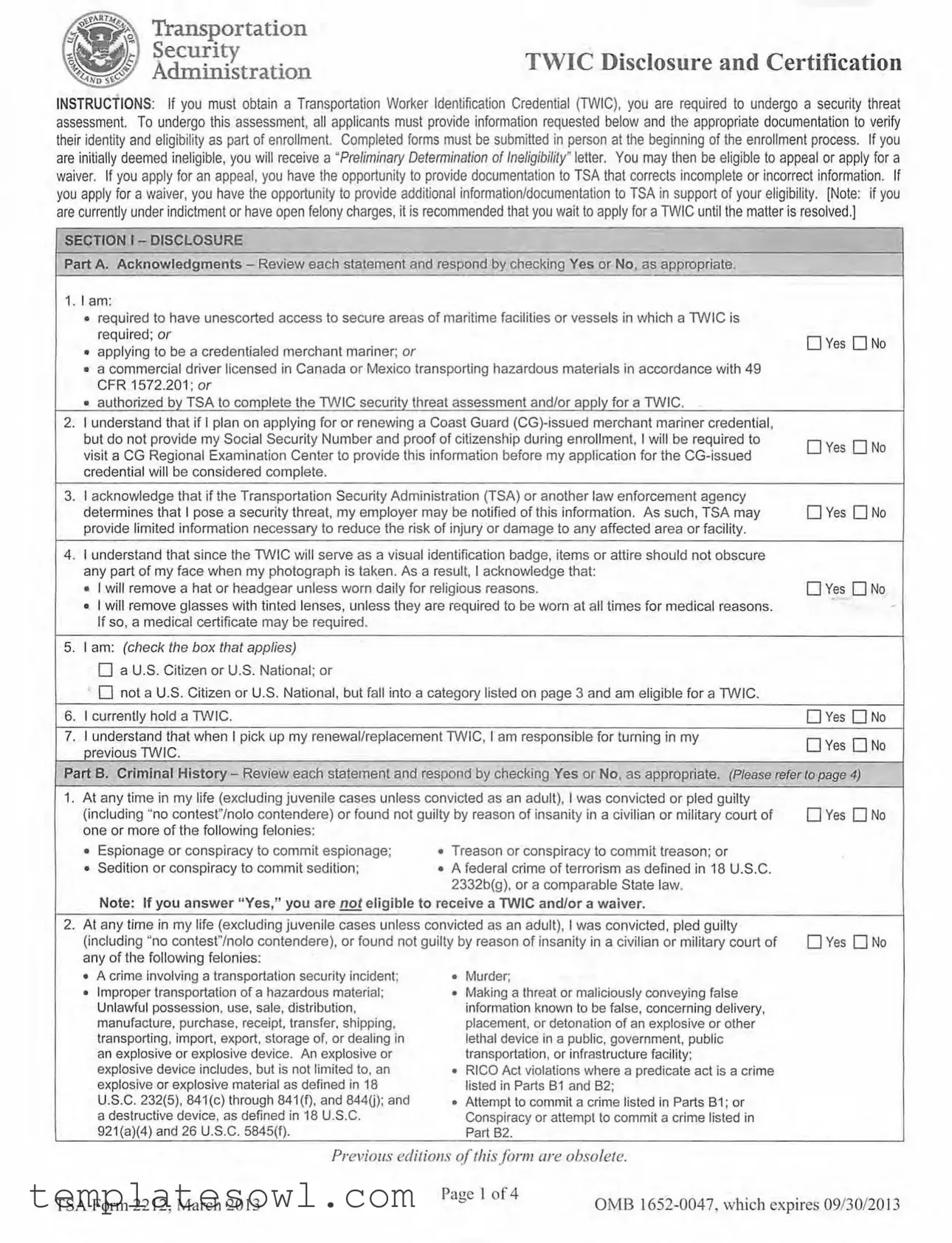 Fill Out Your Tsa 2212 Form