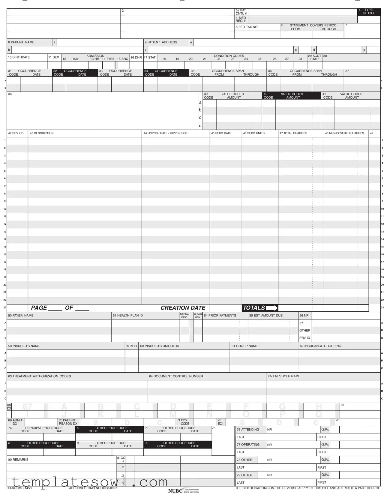 Fill Out Your Ub04 Form