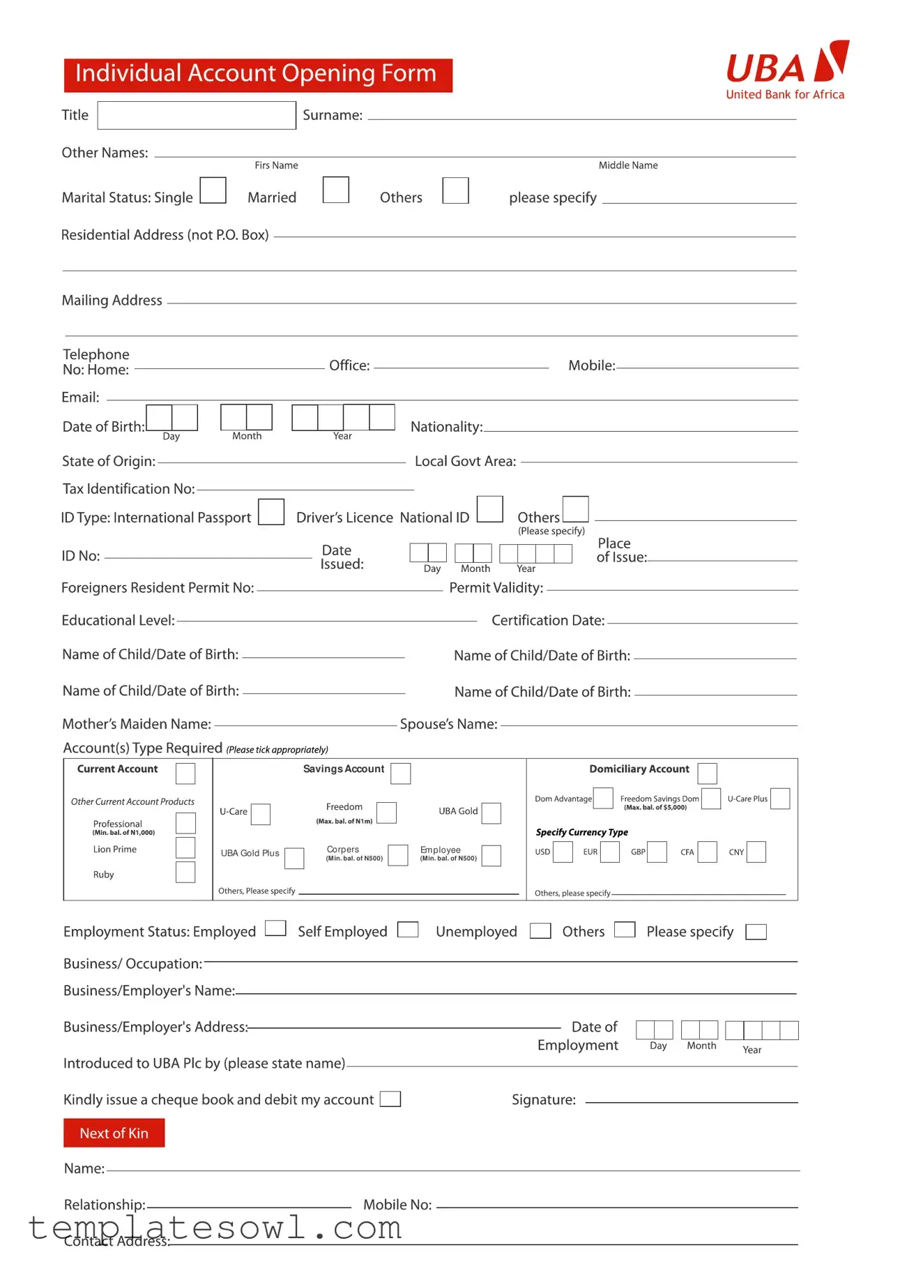Fill Out Your Uba Account Opening Form