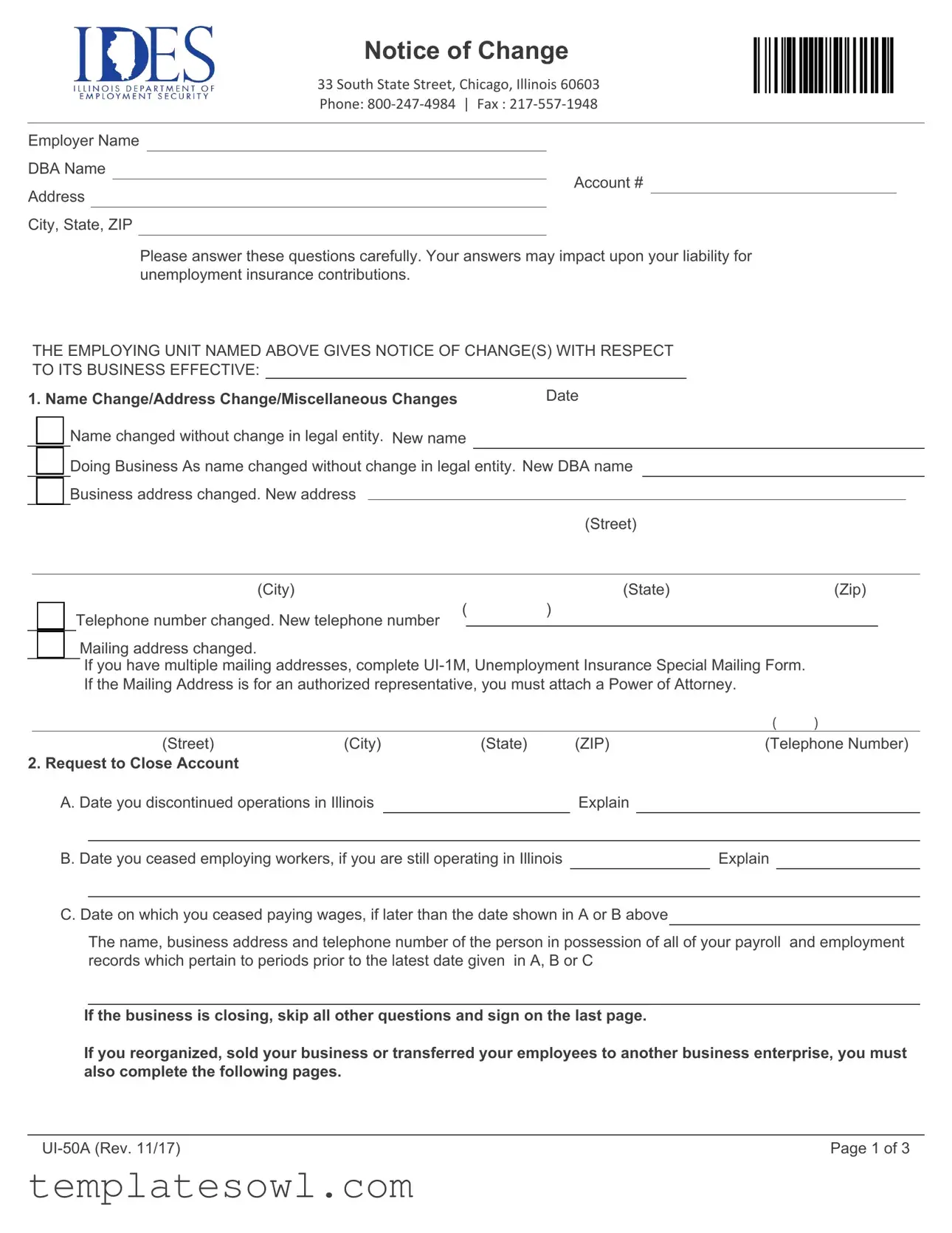 Fill Out Your Ui 50A Form