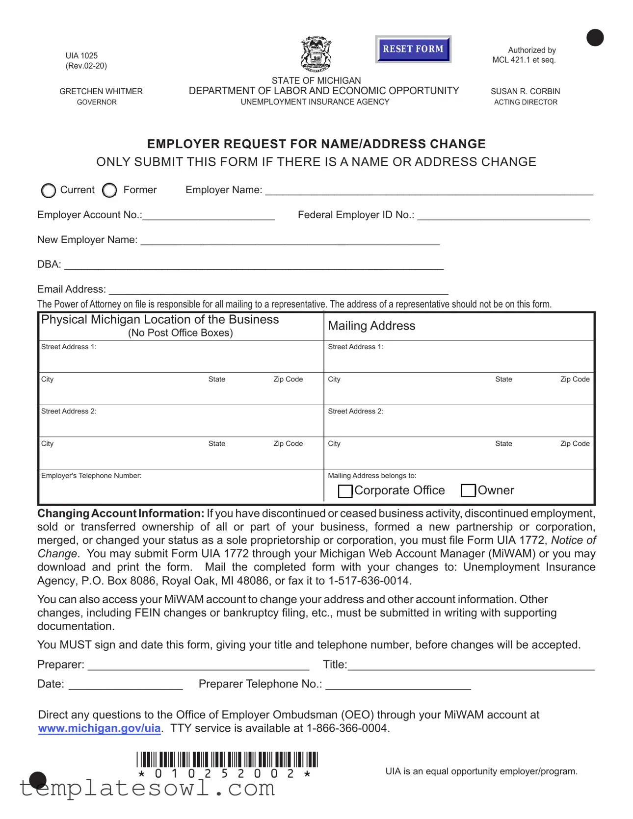 Fill Out Your Uia 1025 Form