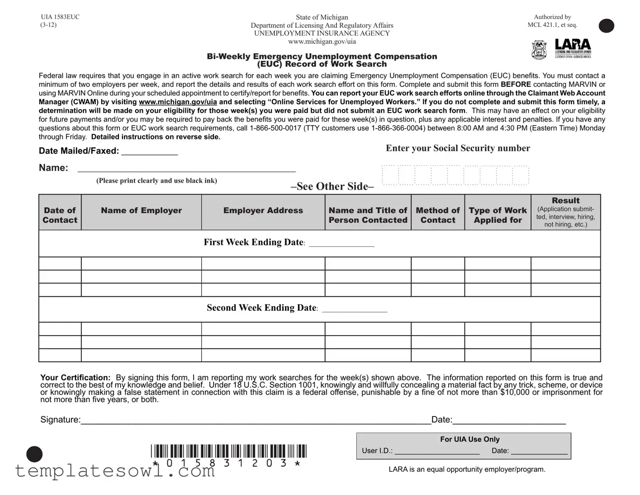 Fill Out Your Uia 1583 Form