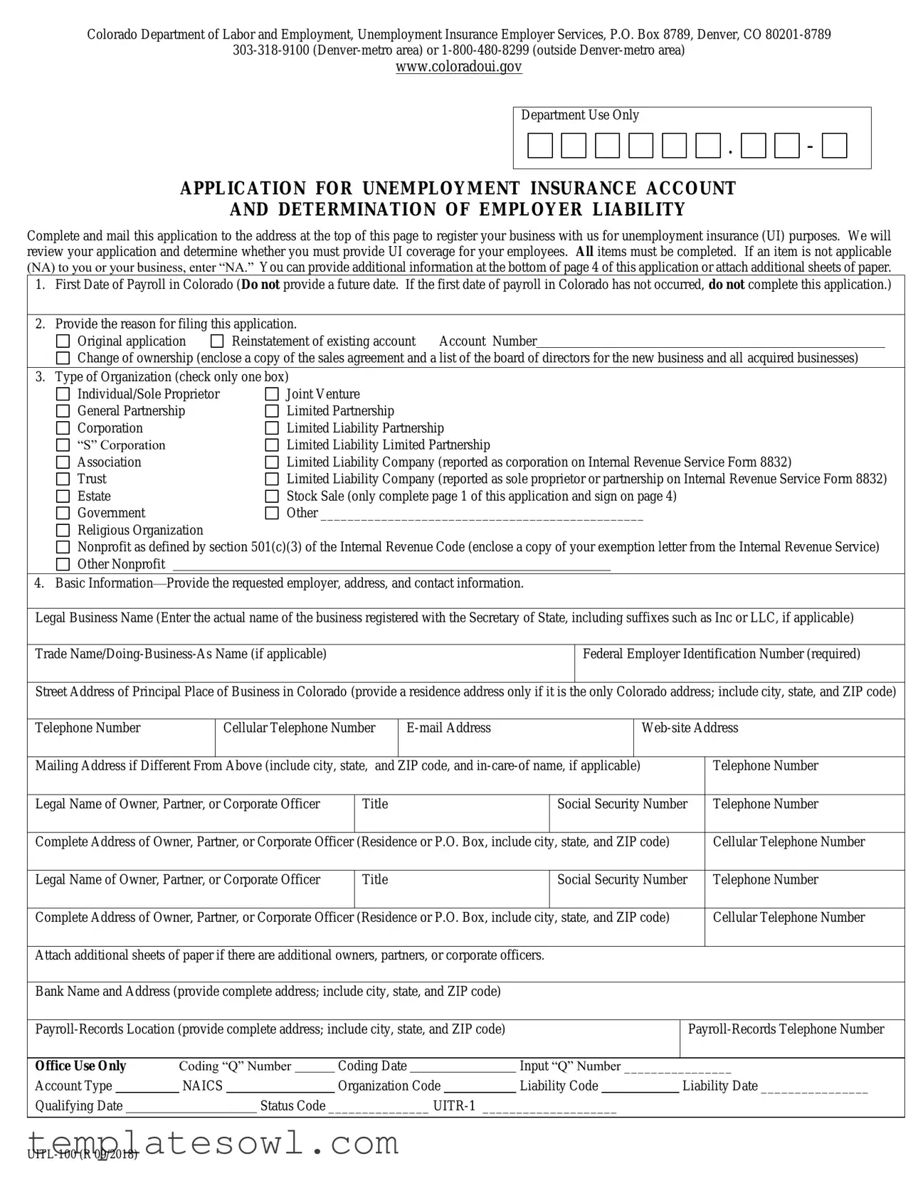 Fill Out Your Uitl 100 Form