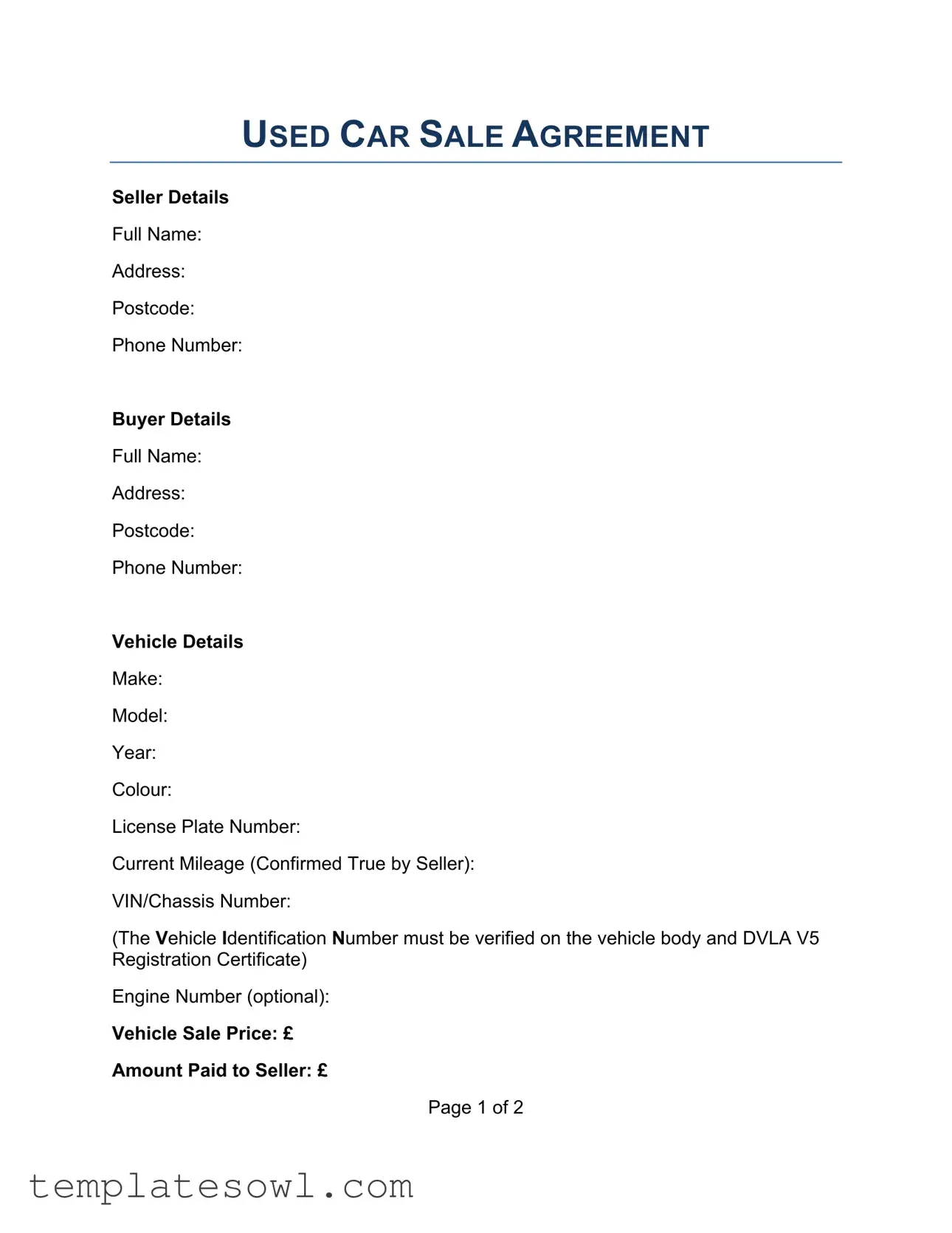 Fill Out Your Uk Sale Agreement Form
