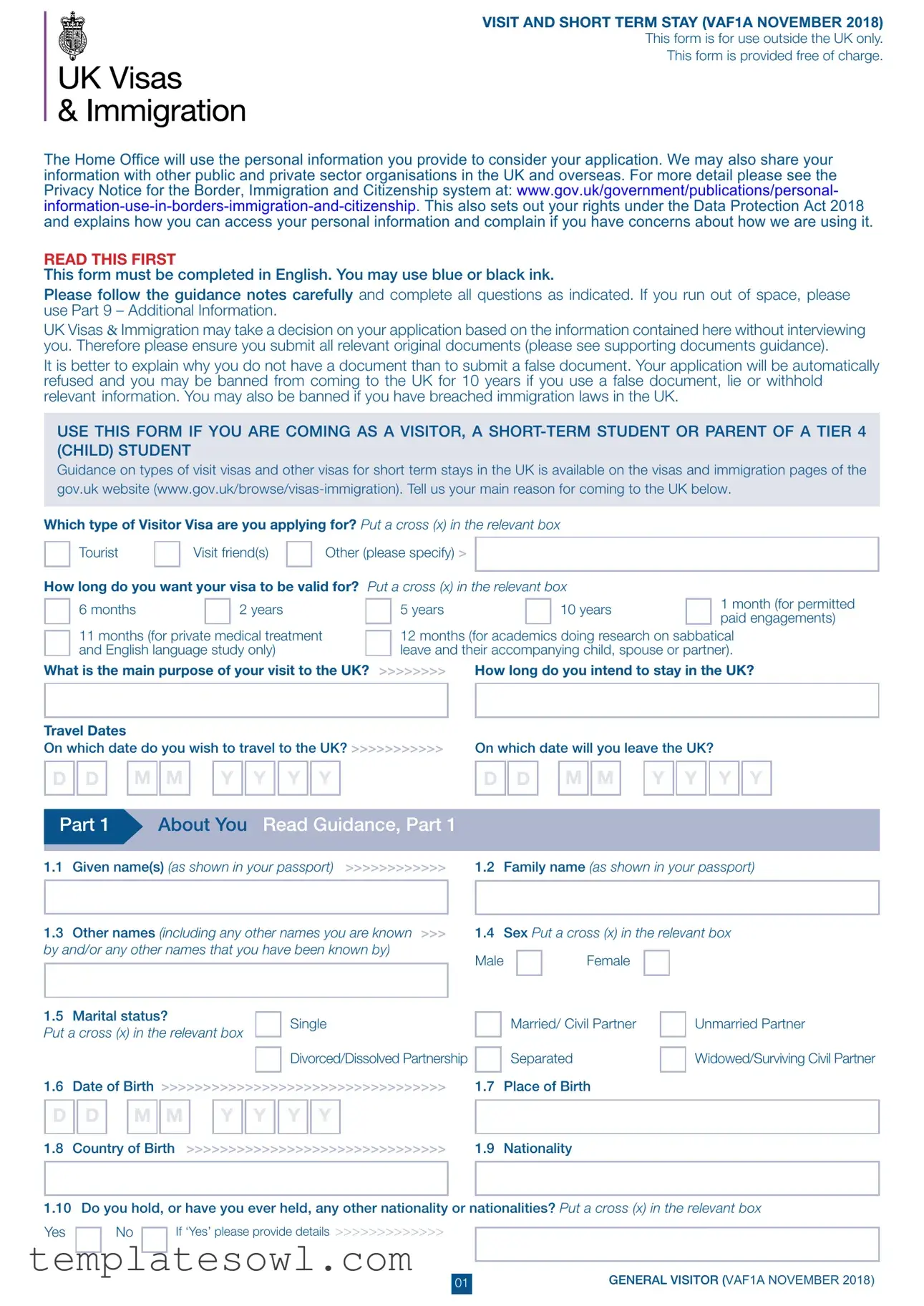 Fill Out Your Uk Visa Application India Form