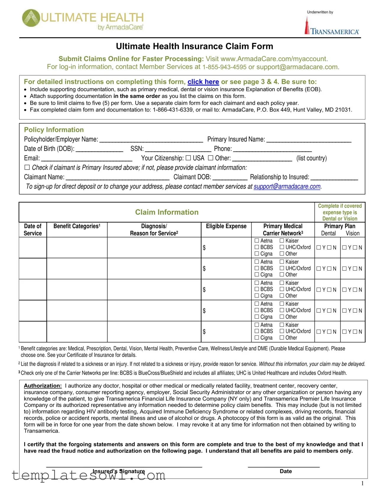 Fill Out Your Ultimate Health Insurance Claim Form