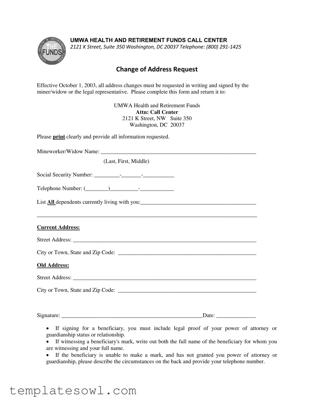 Fill Out Your Umwa Address Form