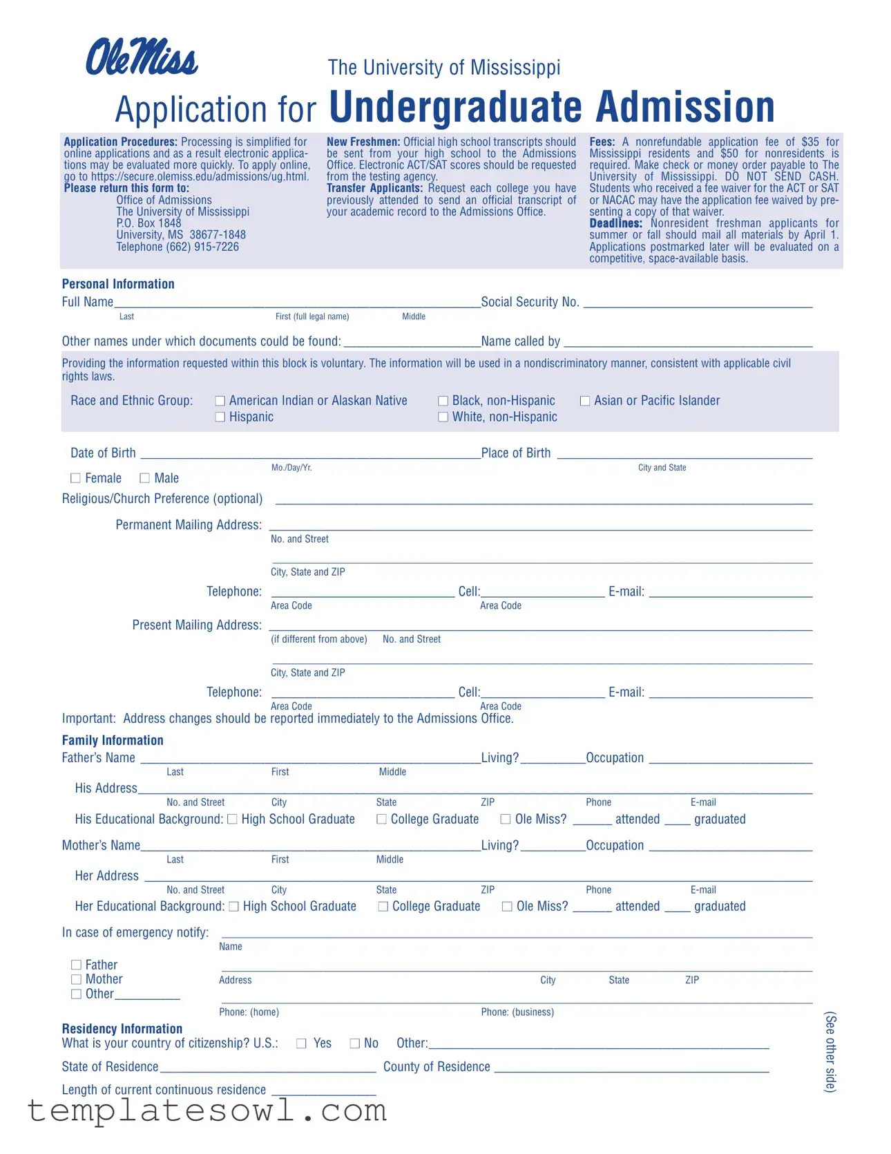 Fill Out Your Undergraduate Admission Application Form