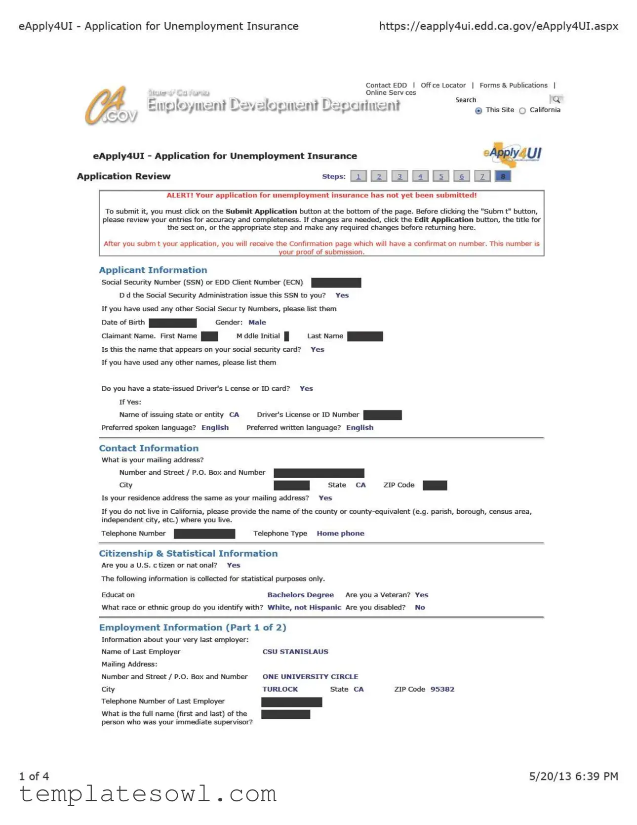 Fill Out Your Unemployment Application Form