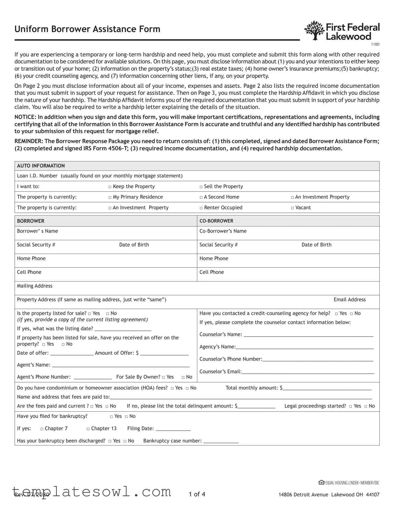 Fill Out Your Uniform Assistance Form