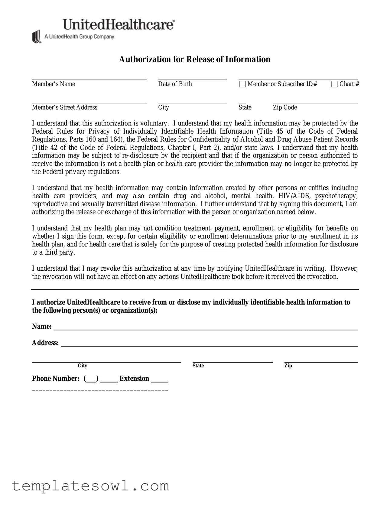 Fill Out Your United Healthcare Release Of Information Form