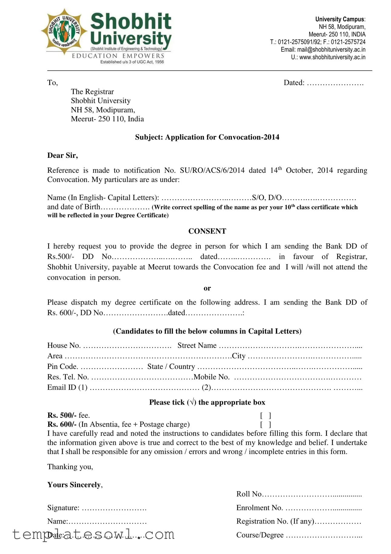 Fill Out Your University Degree Certificate Form