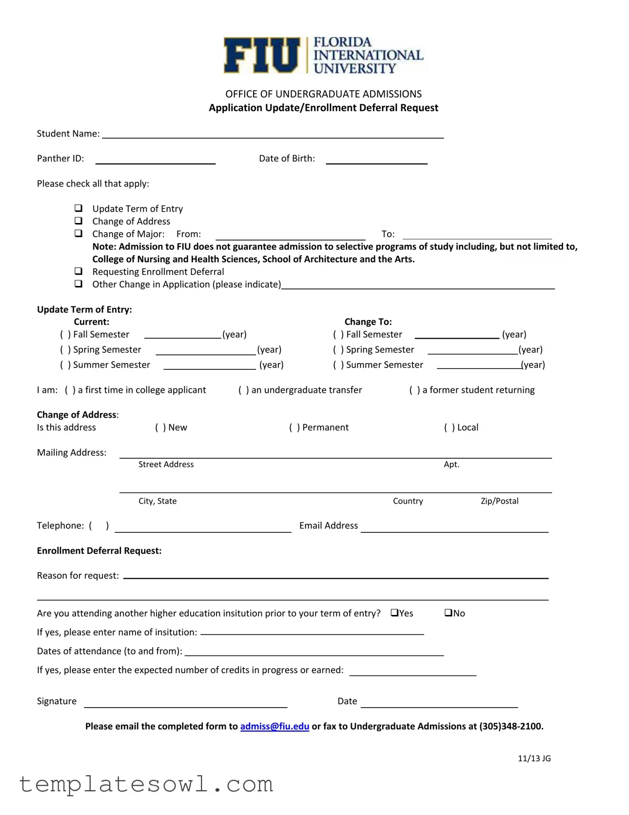 Fill Out Your Update Enrollment Form
