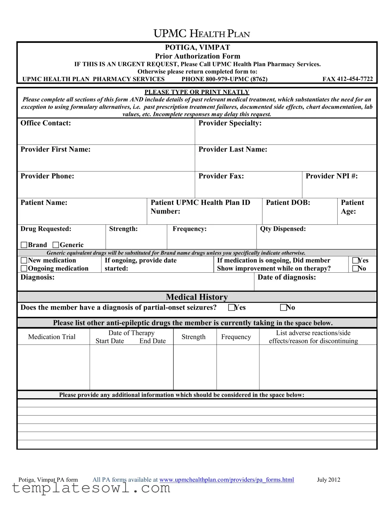 Fill Out Your Upmc Auth Form