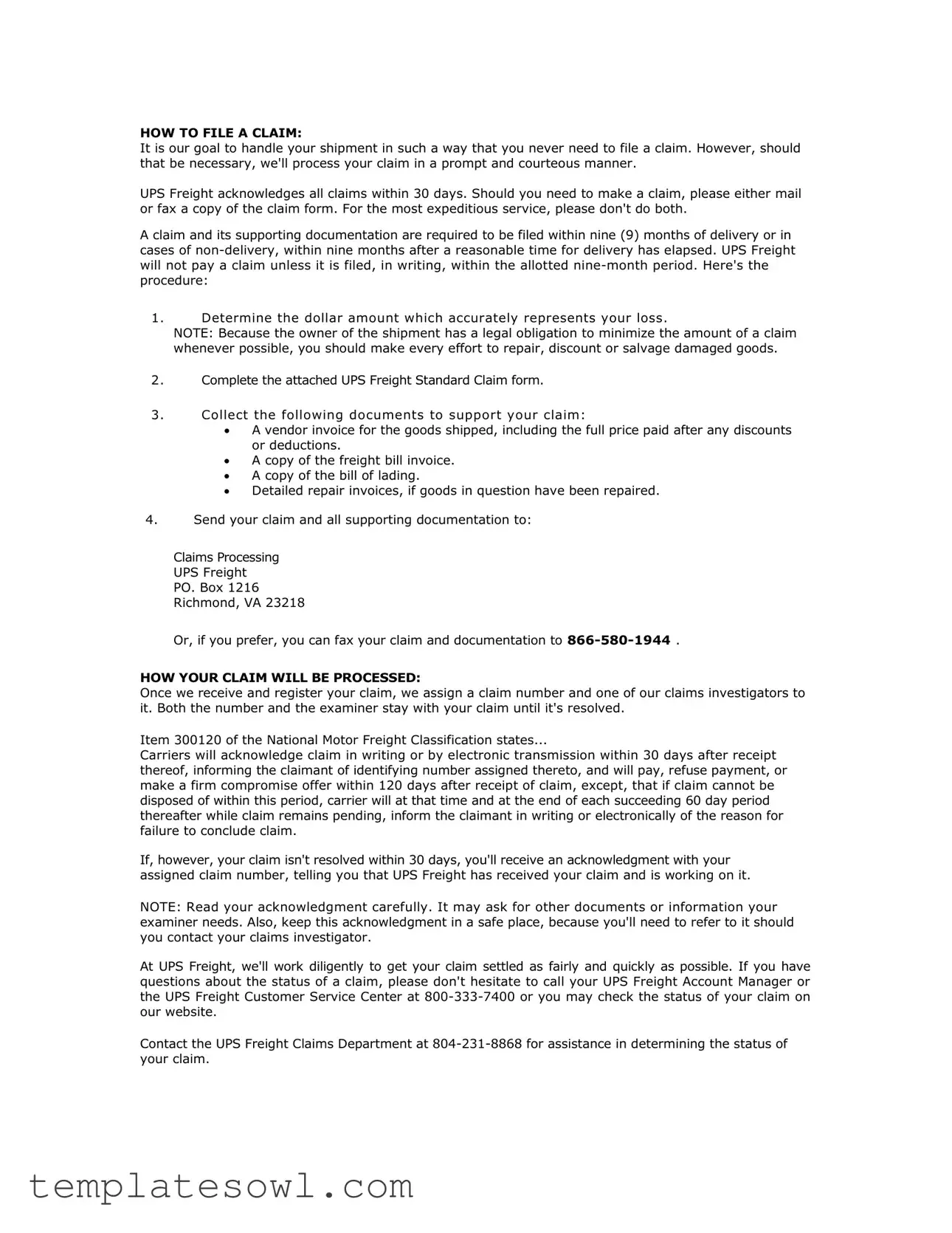 Fill Out Your Ups Damage Claim Form