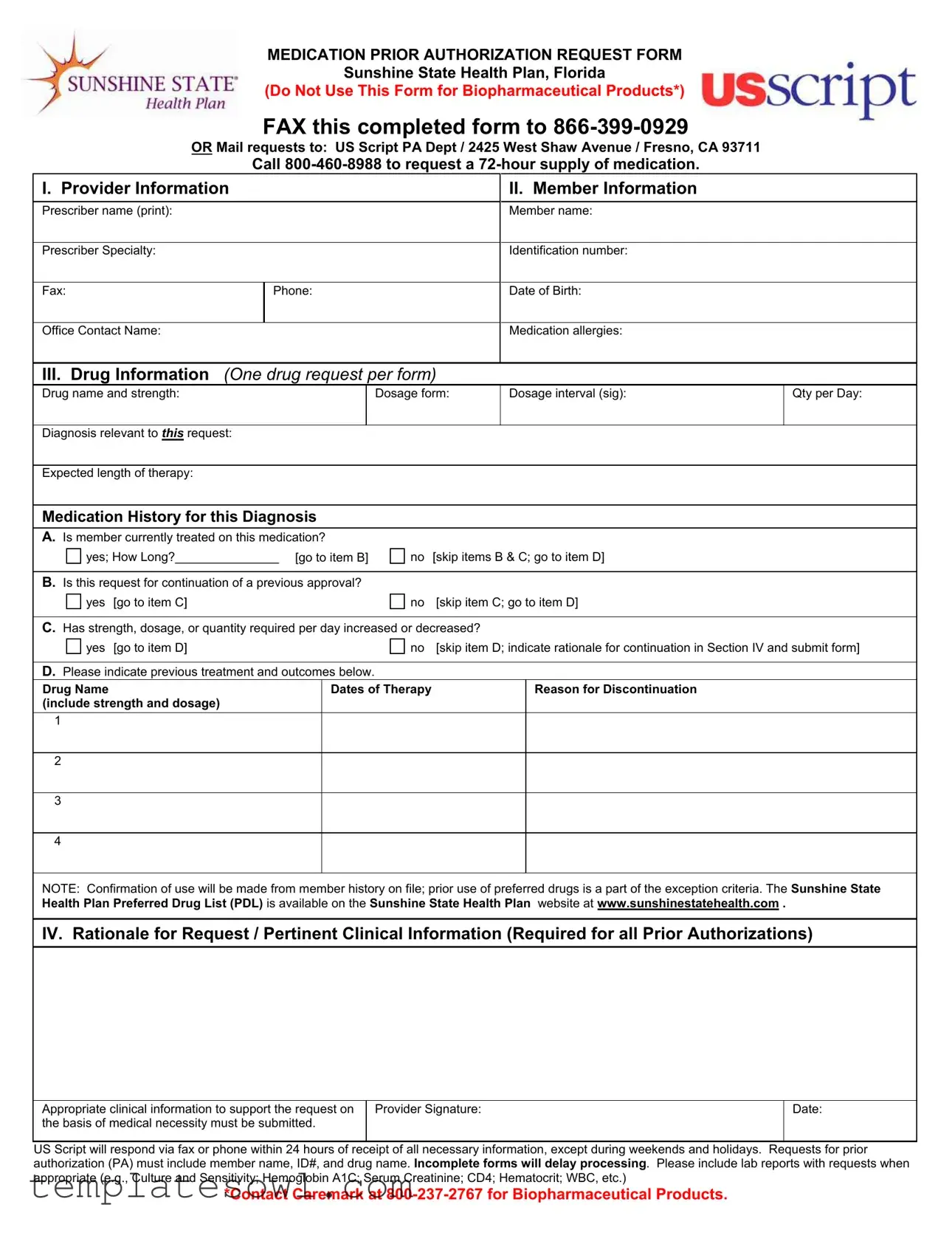 Fill Out Your Us Script Prior Form