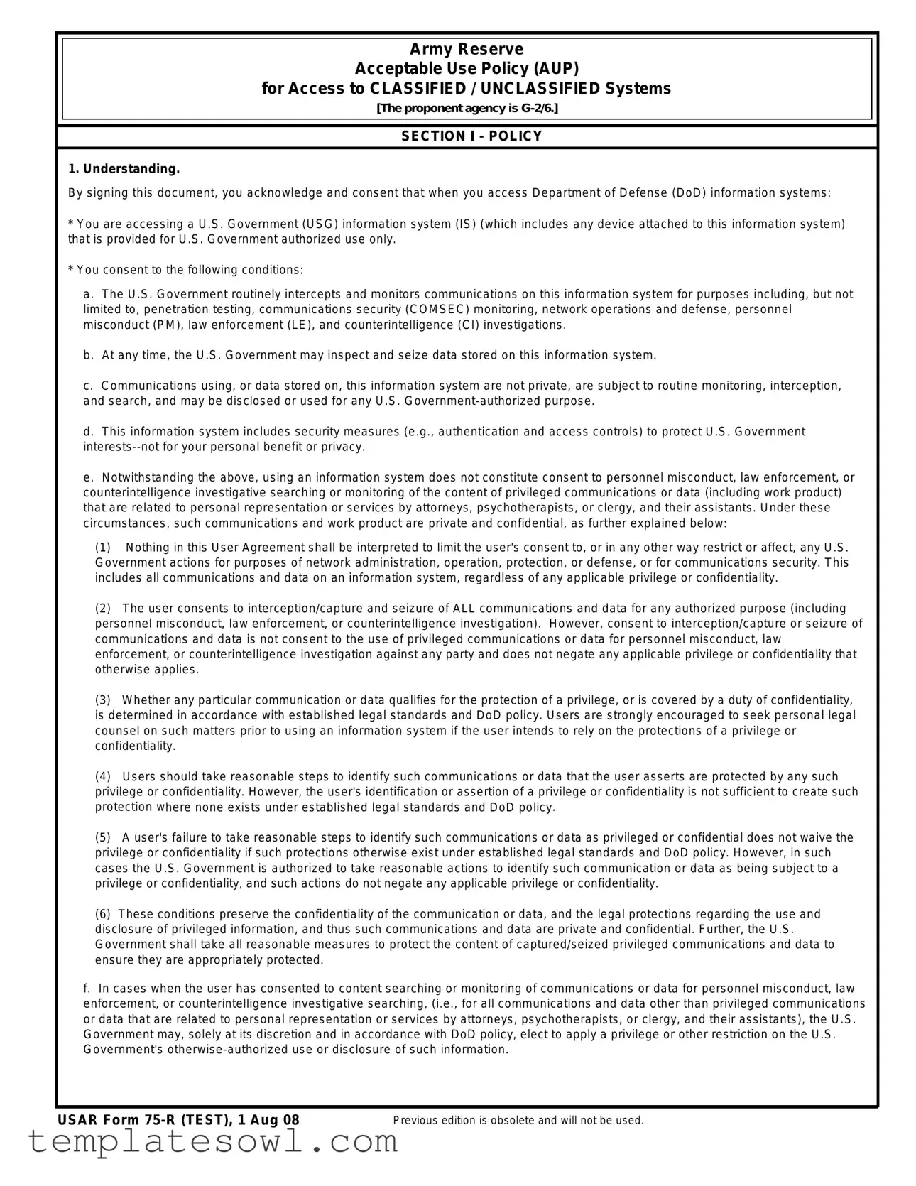 Fill Out Your Usar 75 R Form