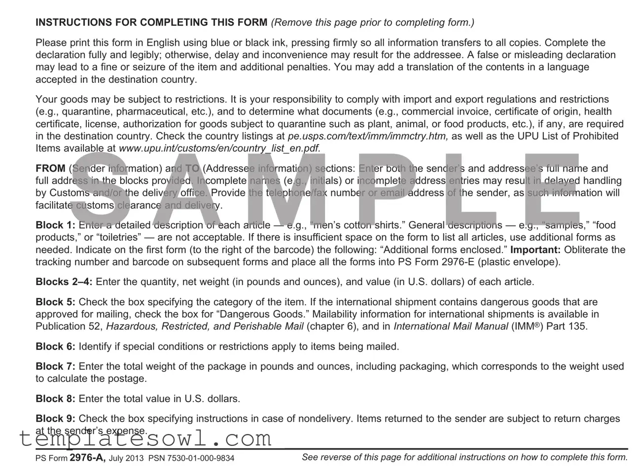 Fill Out Your Usps 2976 A Form