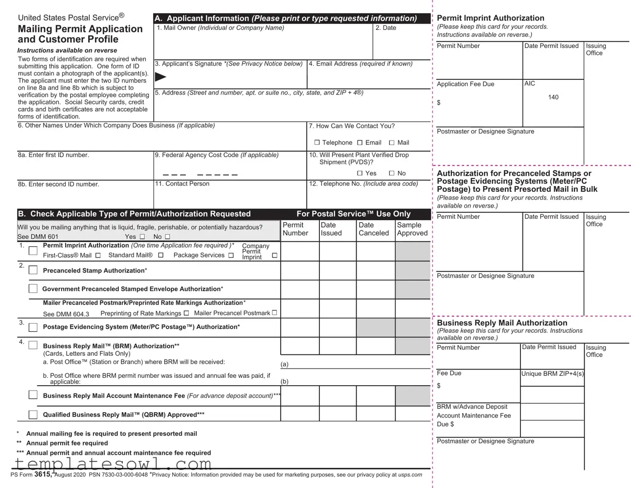 Fill Out Your Usps 3615 Form