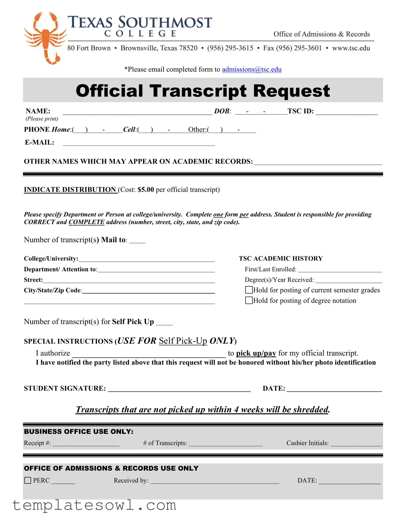 Fill Out Your Utb Texas Form