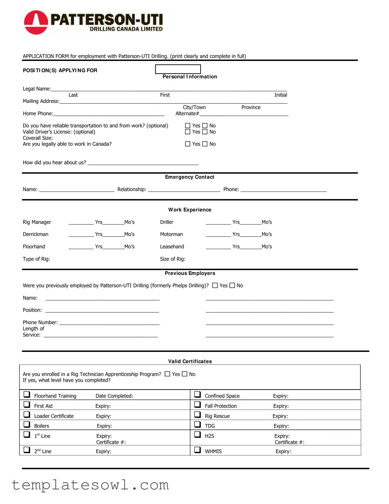 Fill Out Your Uti Employment Form