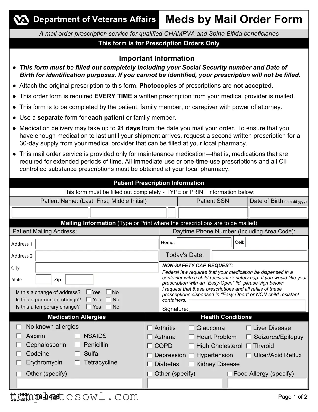Fill Out Your Va 10 0426 Form