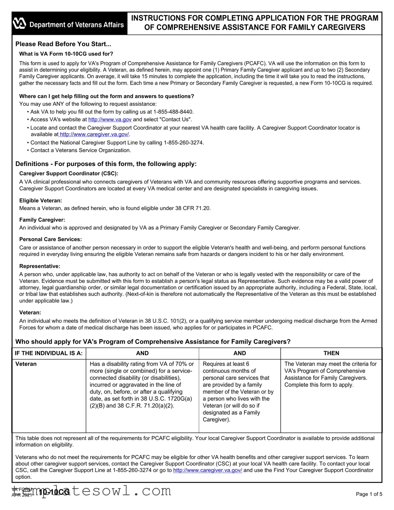 Fill Out Your Va 10 10Cg Form