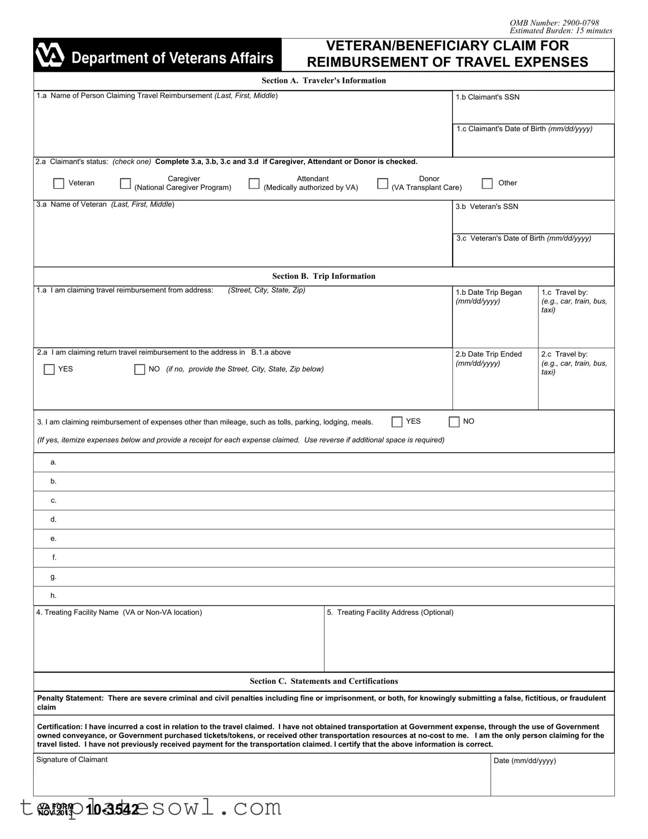 Fill Out Your Va 10 3542 Form