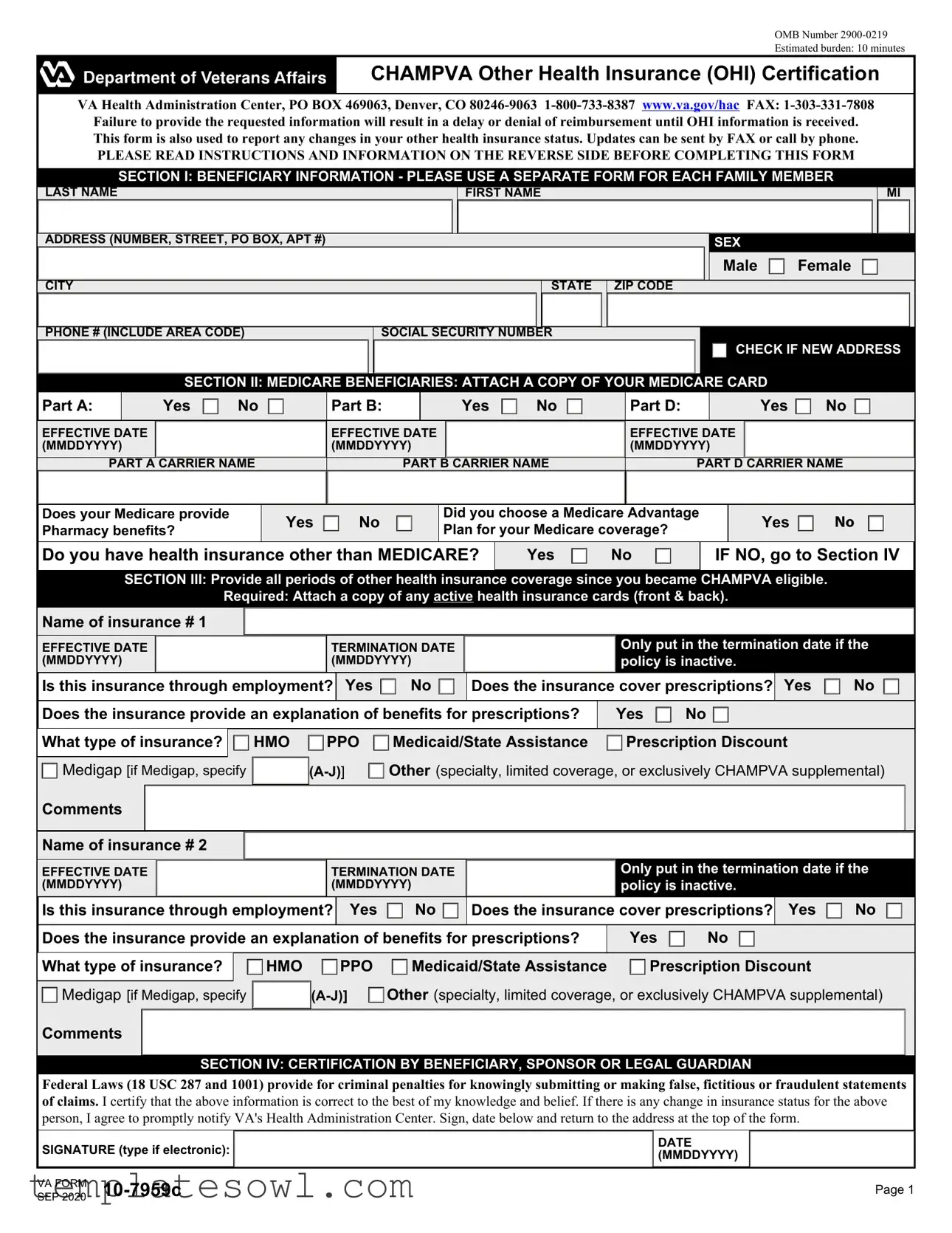 Fill Out Your Va 10 7959C Form