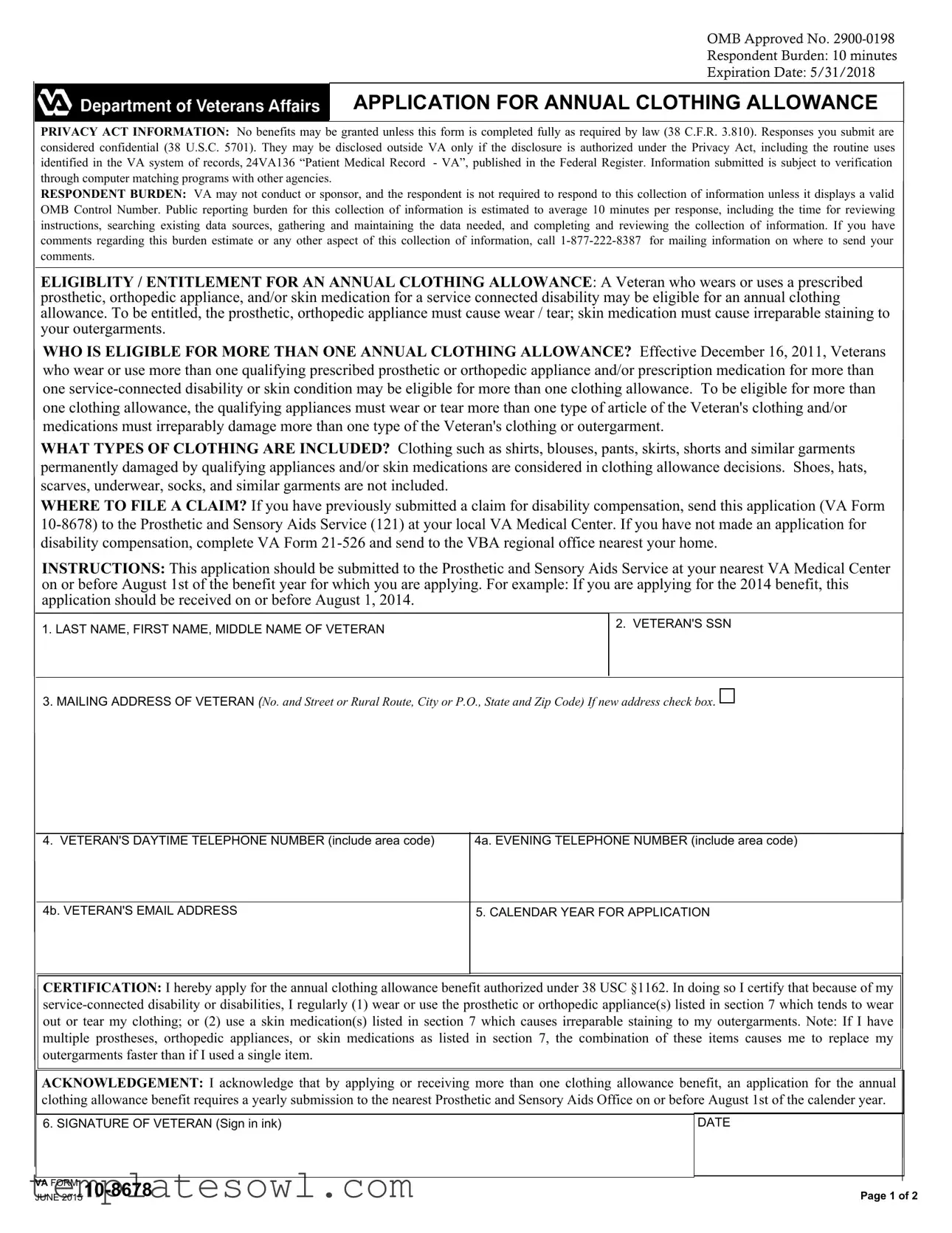 Fill Out Your Va 10 8678 Form