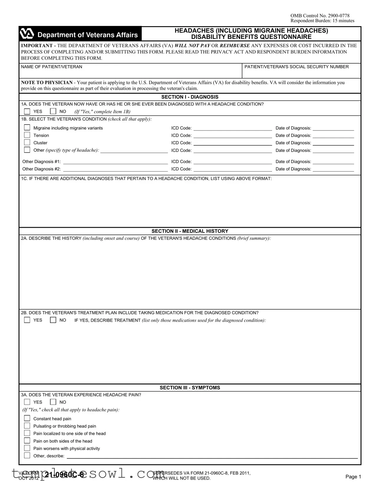 Fill Out Your Va 21 0960C 8 Form