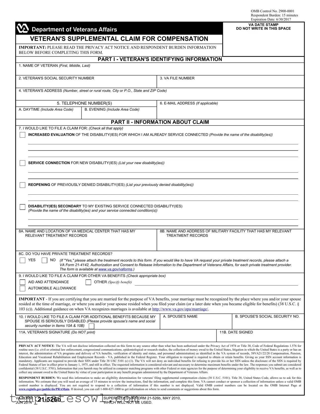 Fill Out Your Va 21 526B Form