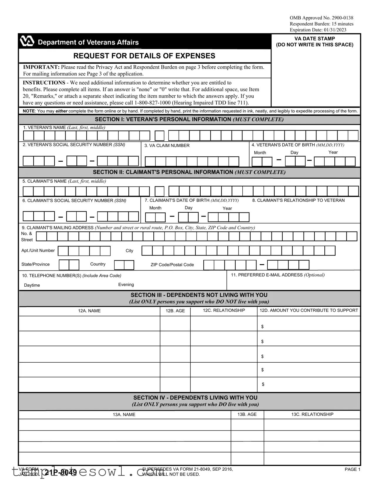 Fill Out Your Va 21 8049 Form