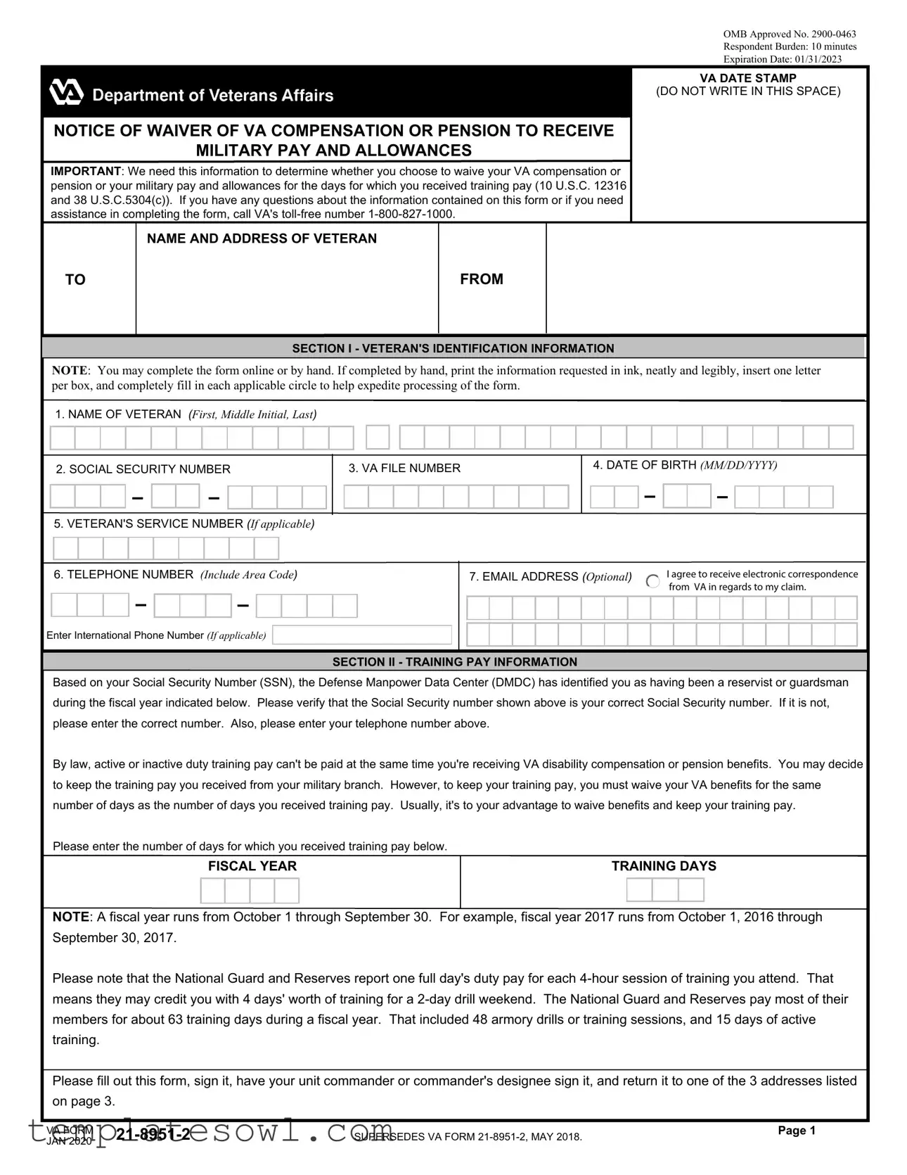 Fill Out Your Va 21 8951 Form