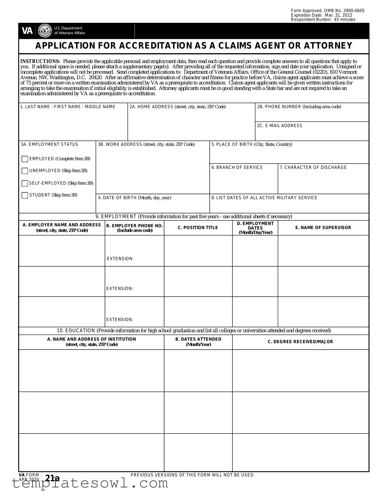 Fill Out Your Va 21A Form