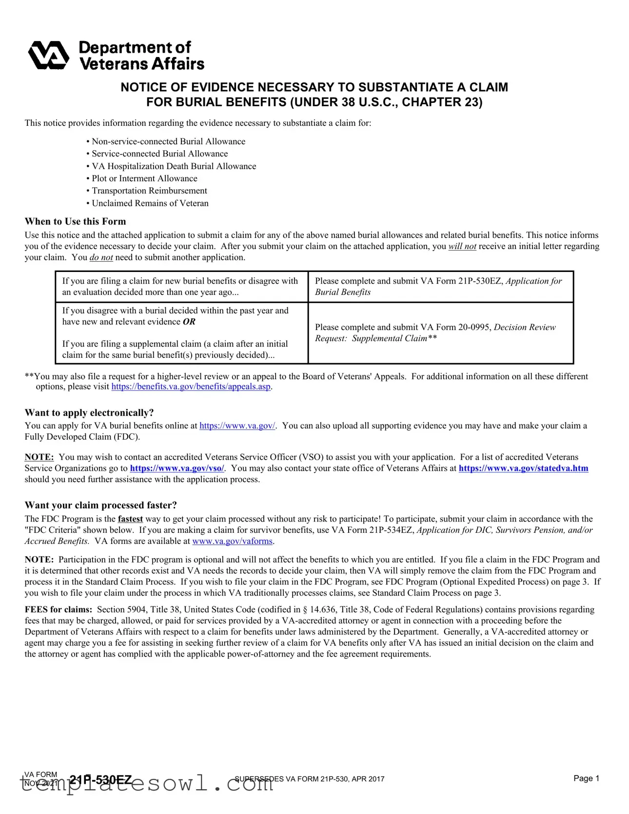 Fill Out Your Va 21P 530 Form