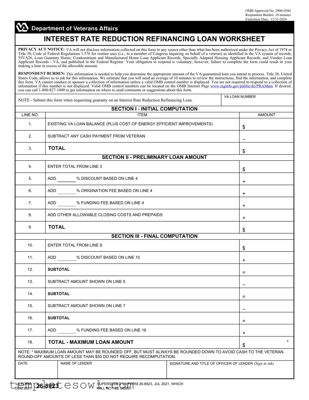 Fill Out Your Va 26 8923 Form