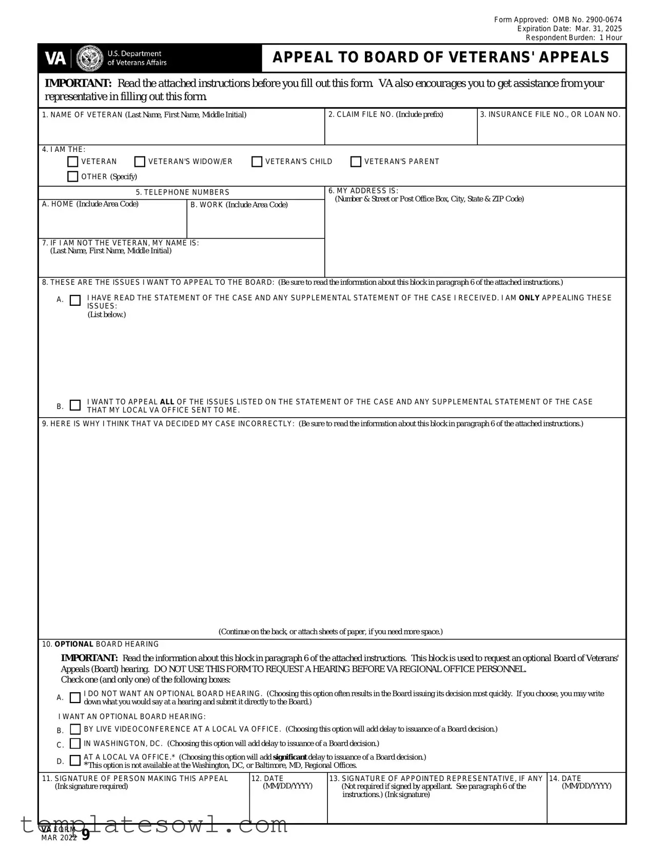 Fill Out Your Va 9 Appeal Form