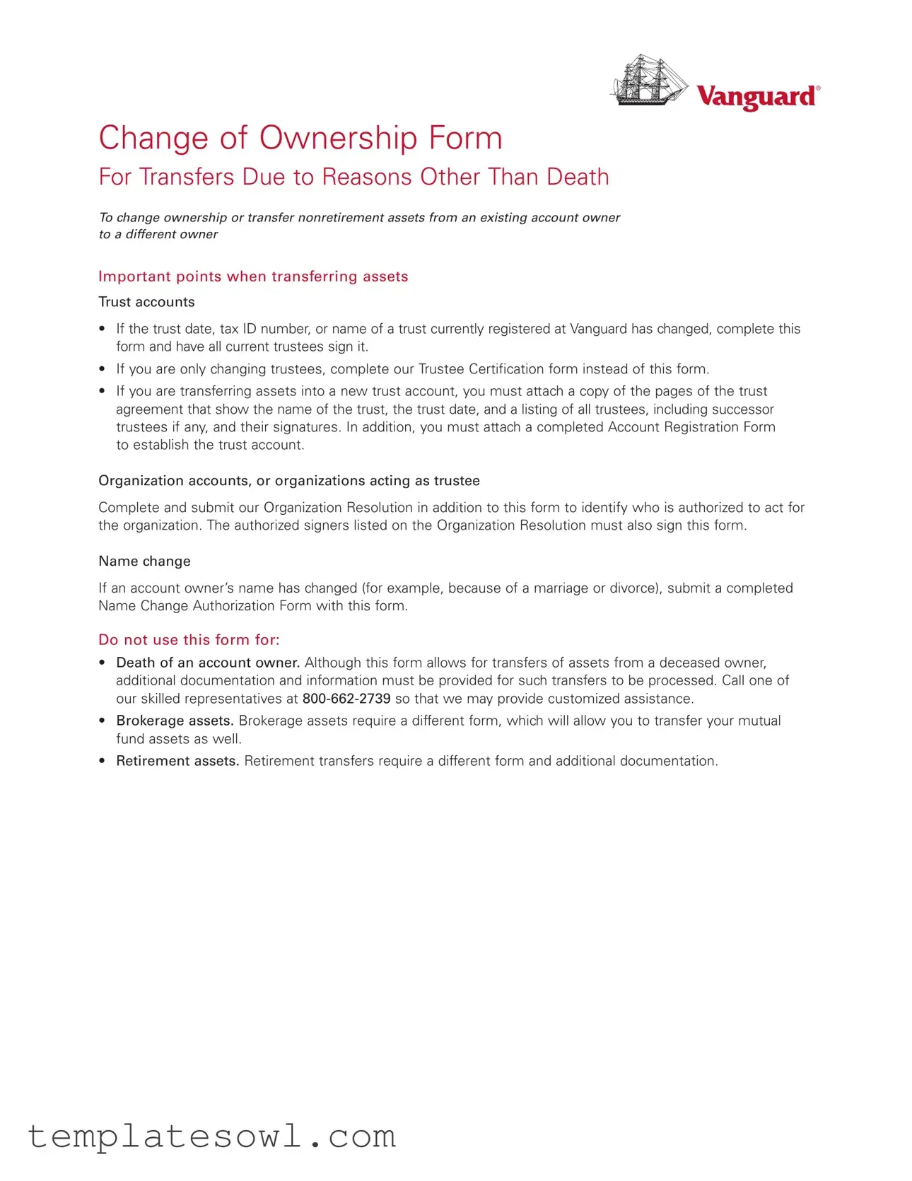 Fill Out Your Vanguard Change Ownership Form
