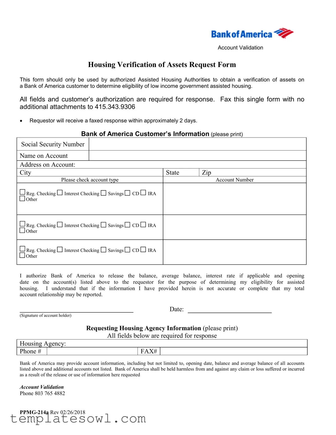 Fill Out Your Verification Of Assets Request Form